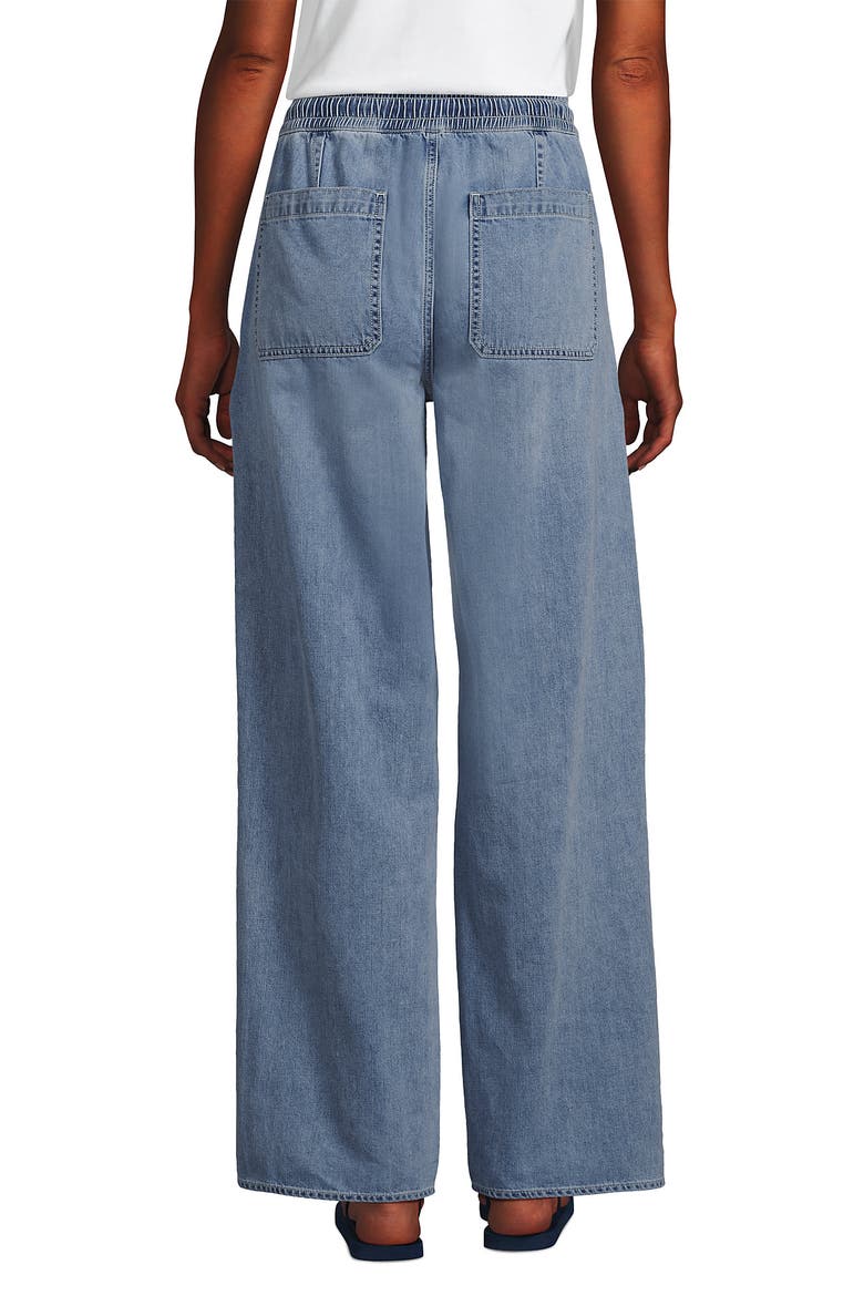 Lightweight Denim High Rise Relaxed Straight Pull On Pocket Jeans, Alternate, color, Lake Blue Wash