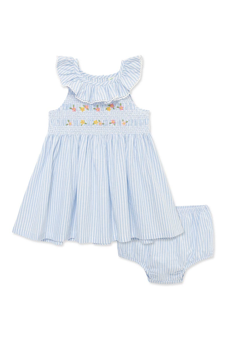 Floral Smocked Sundress & Bloomers Set, Main, color, BLUE