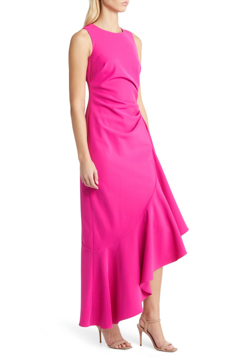 Asymmetric Ruffle Hem Cocktail Dress, Alternate, color, PINK