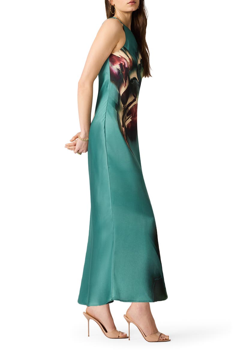 Bailee Floral Halter Neck Maxi Dress, Alternate, color, DUSTY TEAL