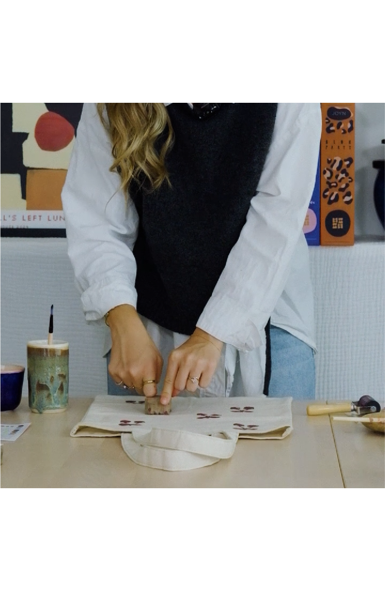 JOYN Block Printing Kit - Cherry Bow Print Tote Bag, Alternate, color, Cherry Bow Print