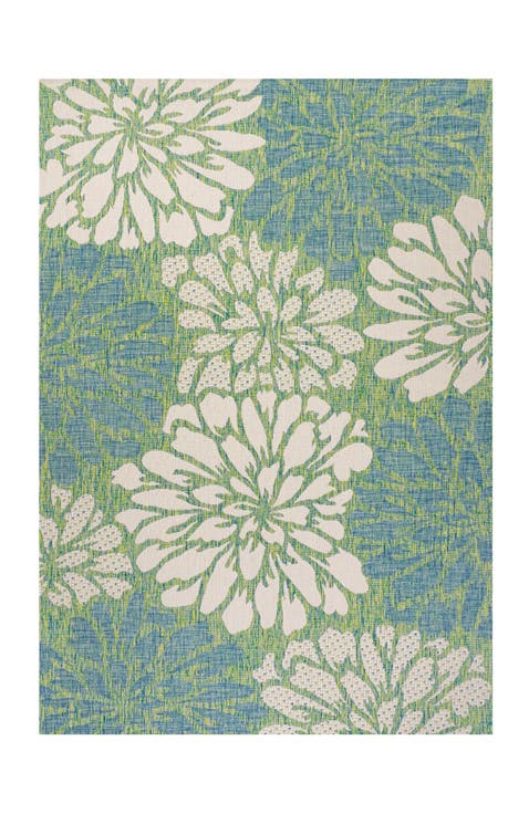 Zinnia Modern Floral Textured Weave Indoor/Outdoor Area Rug