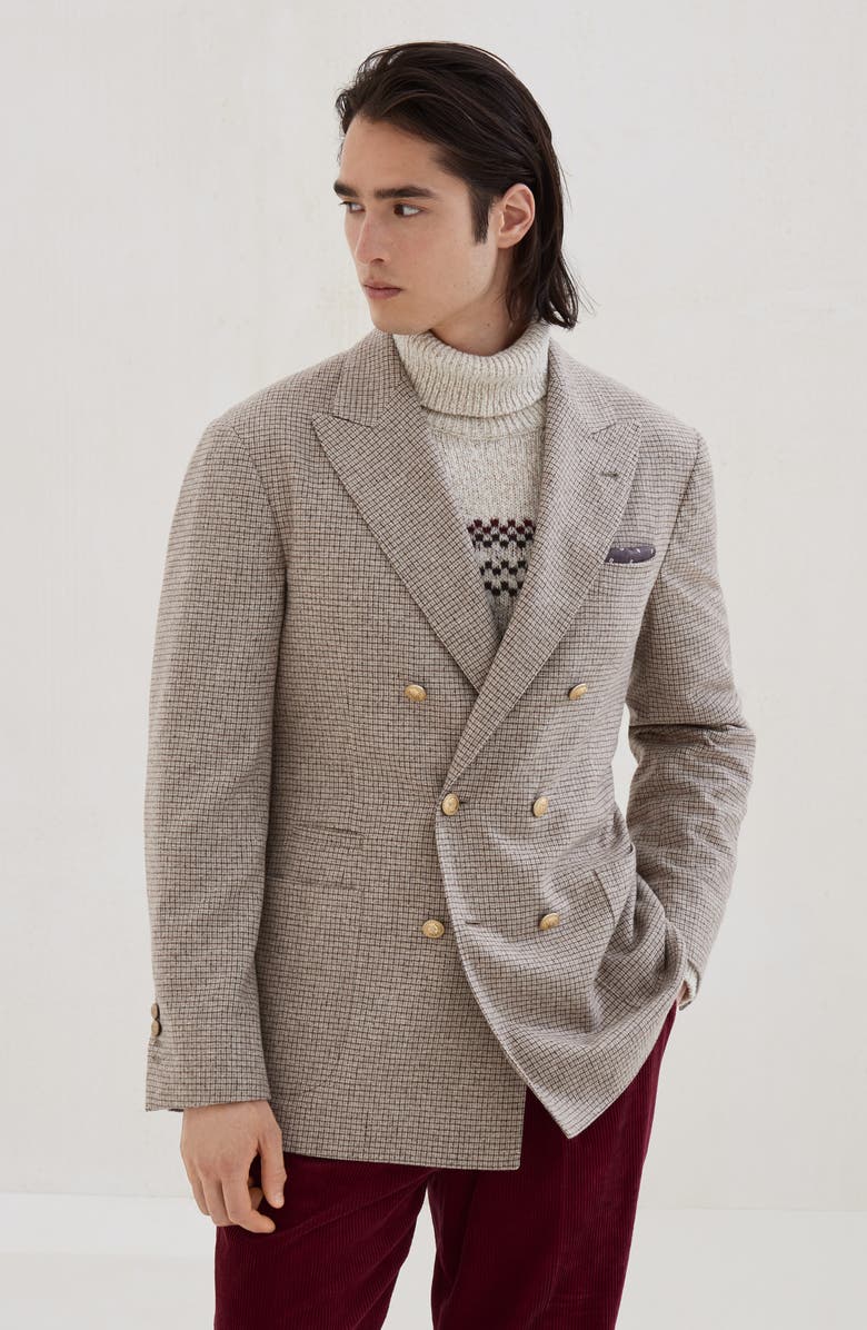 Brunello Cucinelli Flannel blazer, Alternate, color, Bark