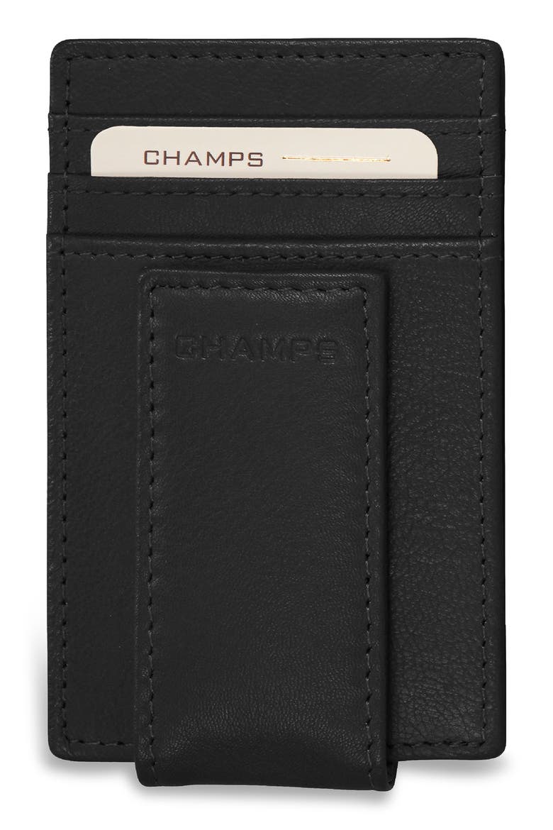 Leather Magnetic RFID Card Case, Main, color, BLACK