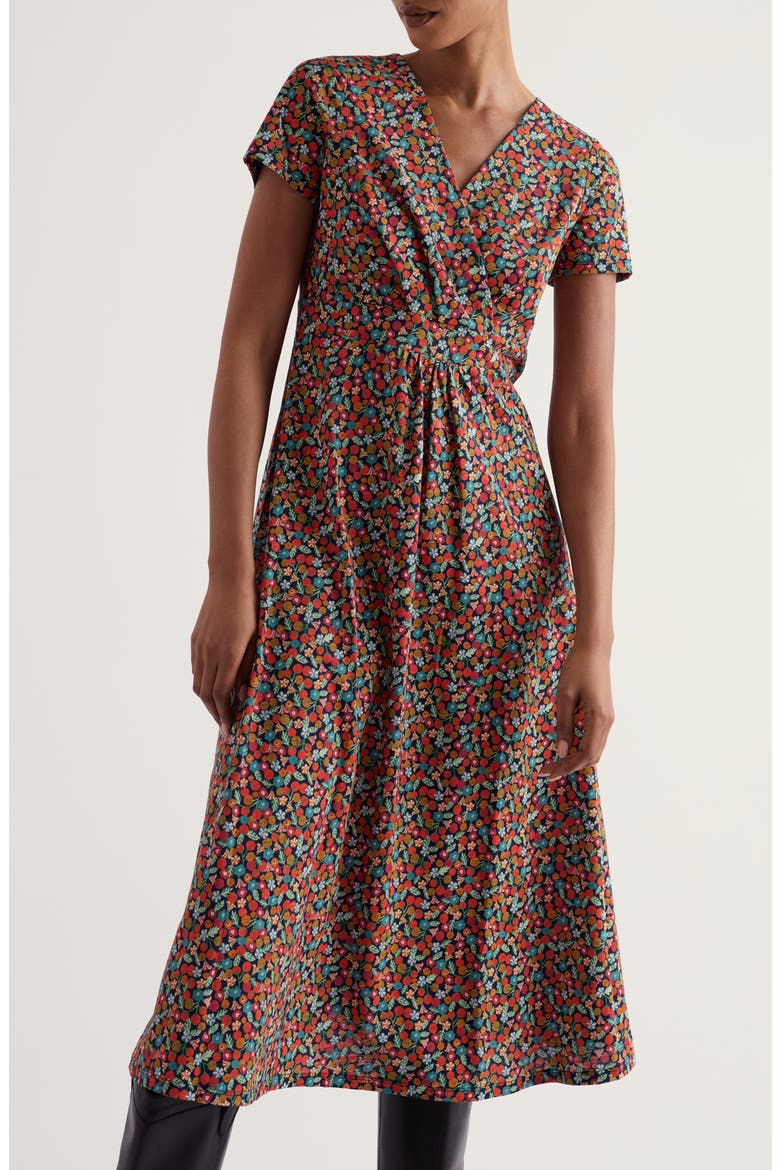 Chapelle Floral Print Midi Dress, Alternate, color, TOMATO BLOOMS MARITIME