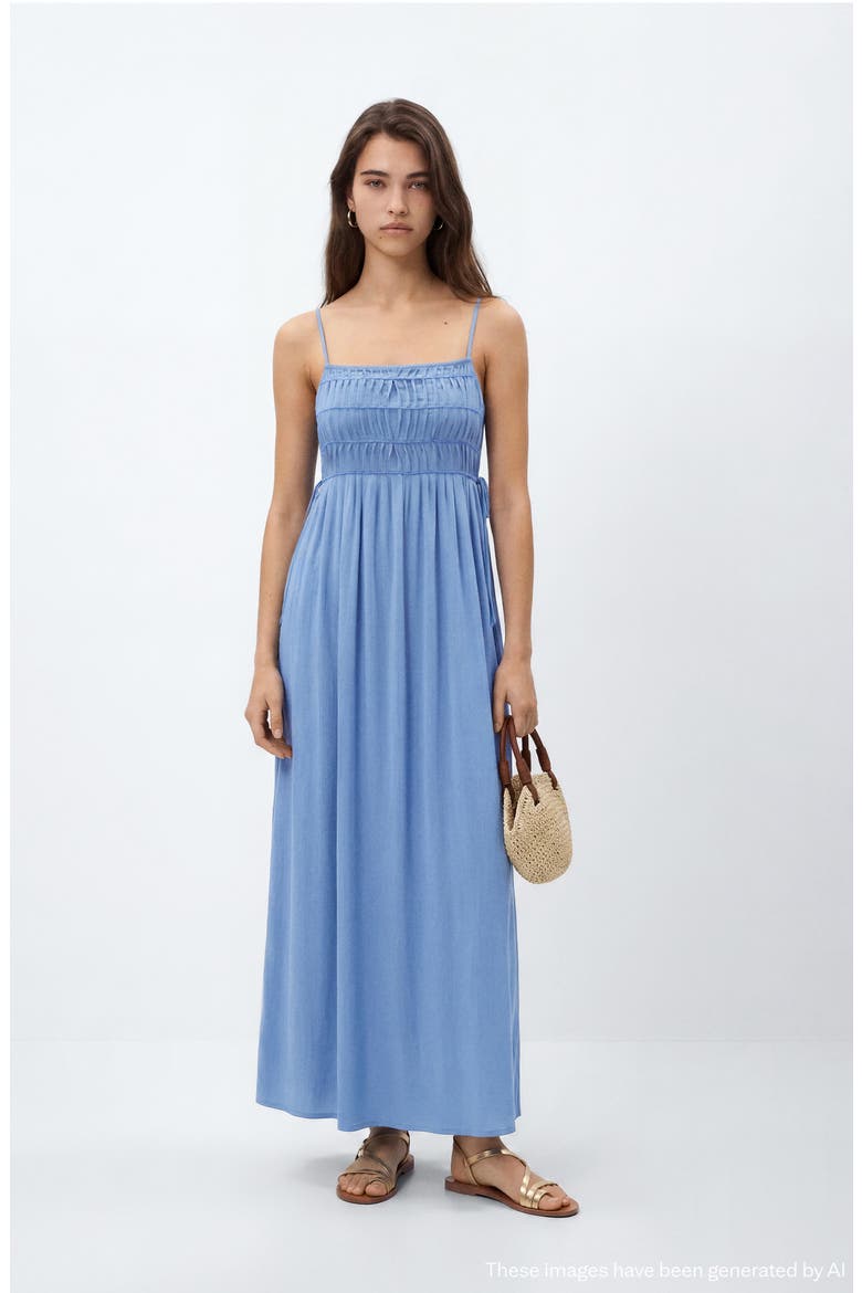 Beaded Detail Long Dress, Alternate, color, SKY BLUE