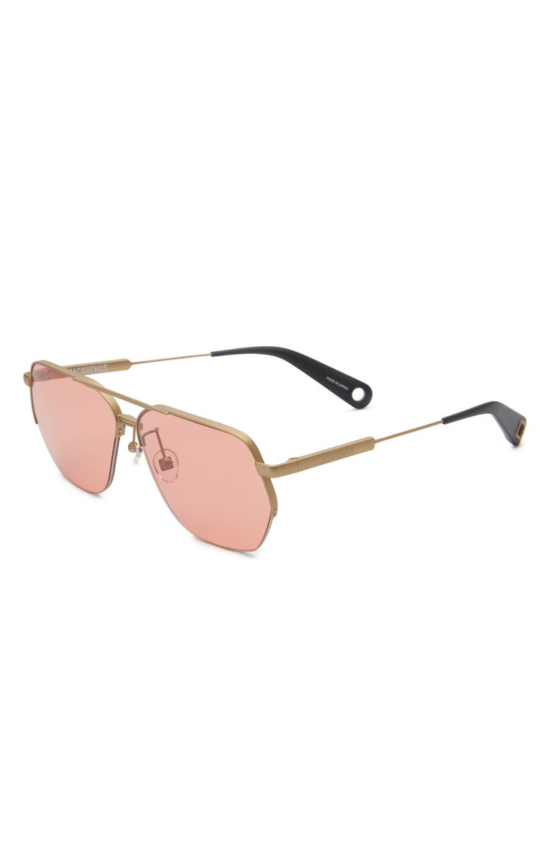 Jacquemus The Aviador Sunglasses, Alternate, color, Matt Putty/Black/Amber
