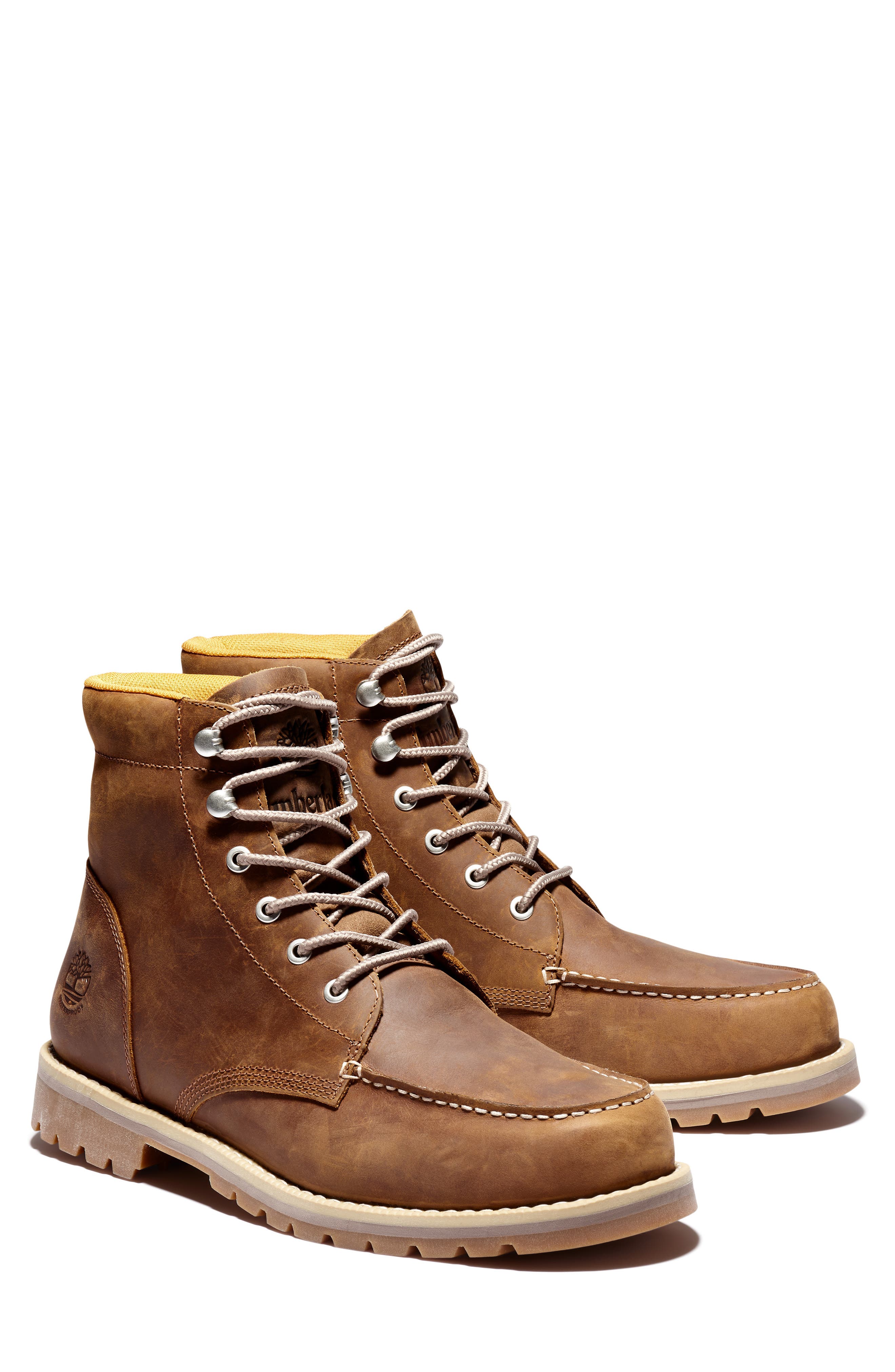 Redwood Falls Waterproof Moc Toe Boot, Main, color, SADDLE