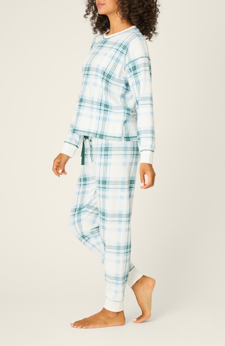 PJ Salvage Winter Land Plaid Thermal Velour Pajamas, Alternate, color, Ivory