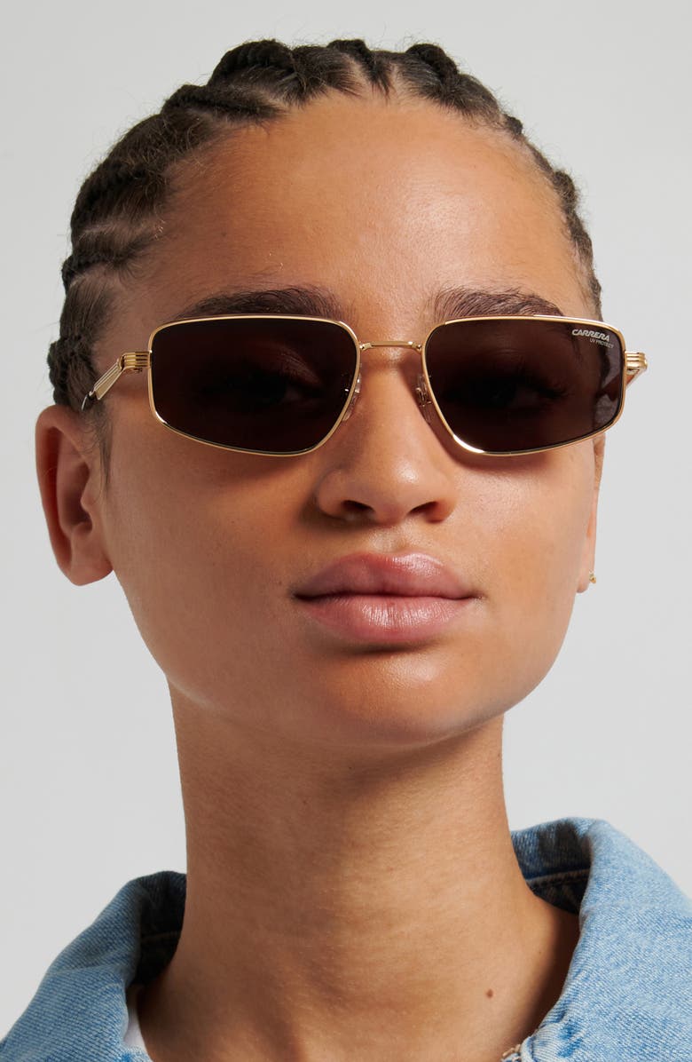 Carrera Eyewear 53mm Rectangular Sunglasses, Alternate, color, Rose Gold/ Mauve