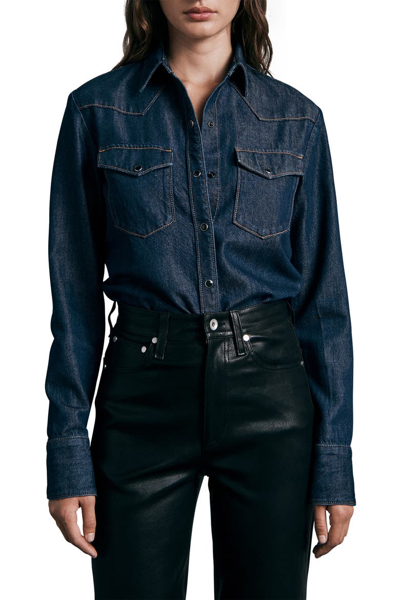 ICONS Wyatt Western Denim Shirt, Main, color, RINSE