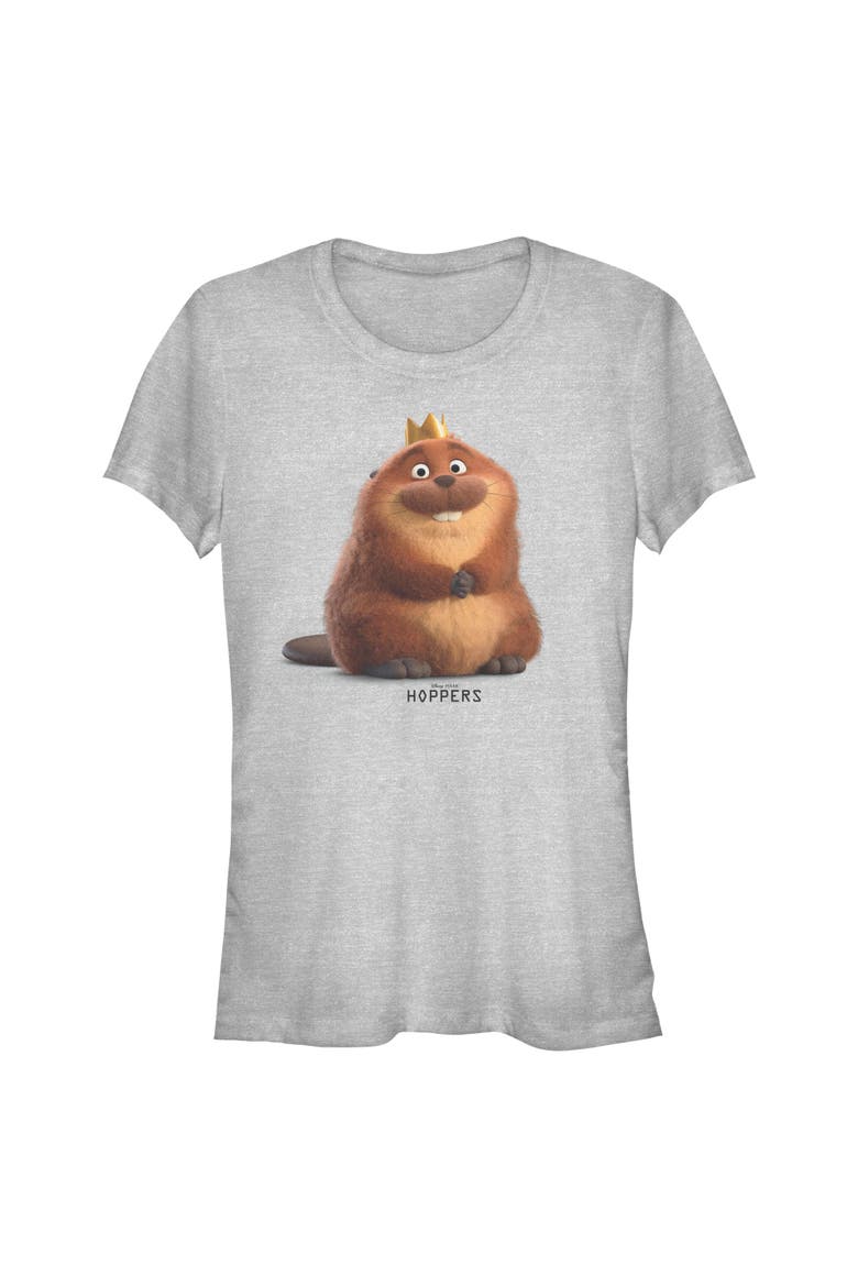 Junior's Hoppers Happy King George Pose  Graphic T-Shirt, Main, color, Athletic Heather