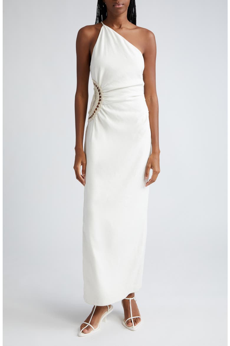Atacama One-Shoulder Linen Blend Dress, Main, color, NATURAL