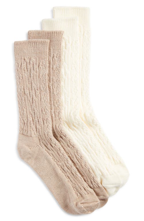 Hue Assorted 2-pack Cable Crew Socks In Multi
