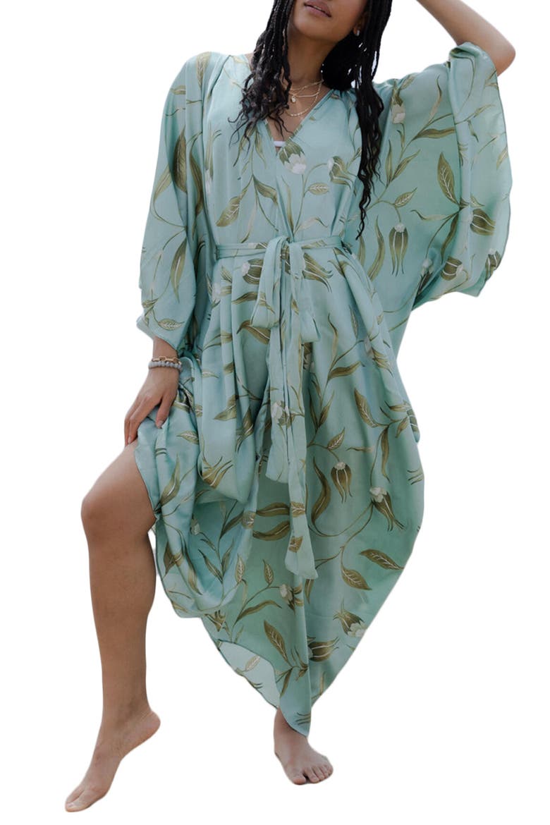 Tie Front Kaftan, Main, color, PASTEL GREEN