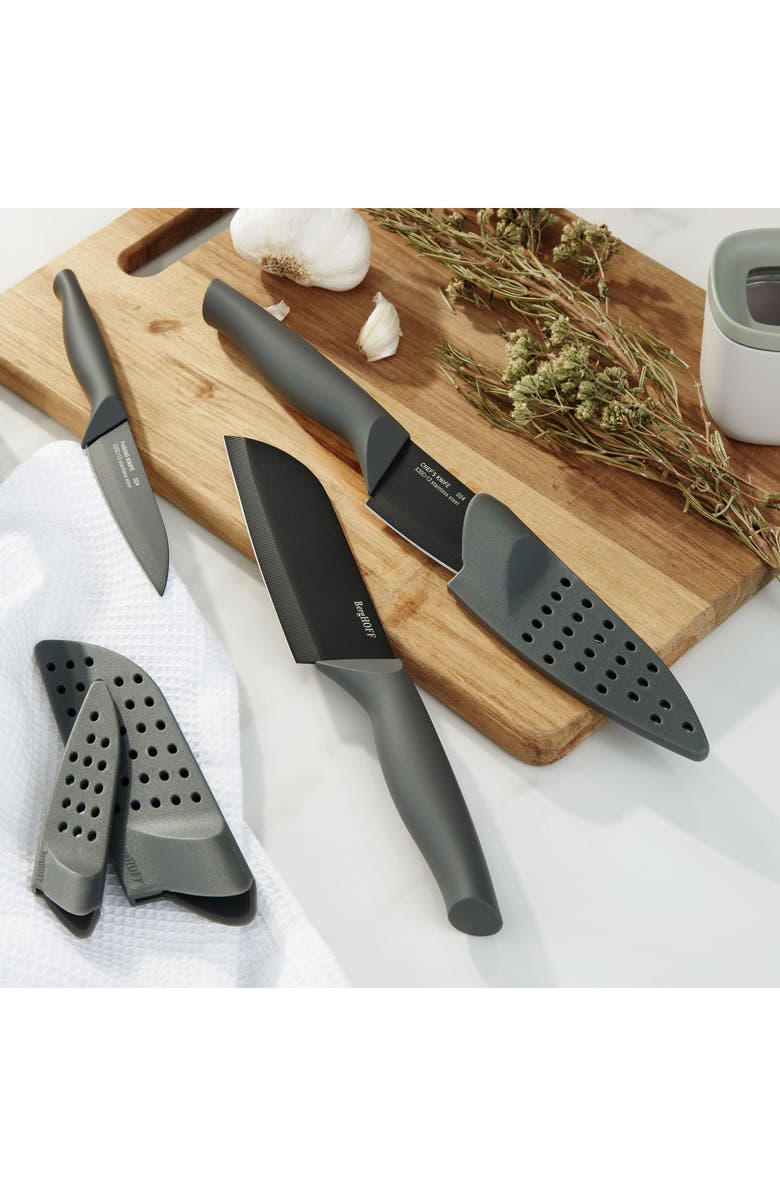 BergHOFF DiNA Vector 3-Piece Knives & Covers Set, Alternate, color, Grey