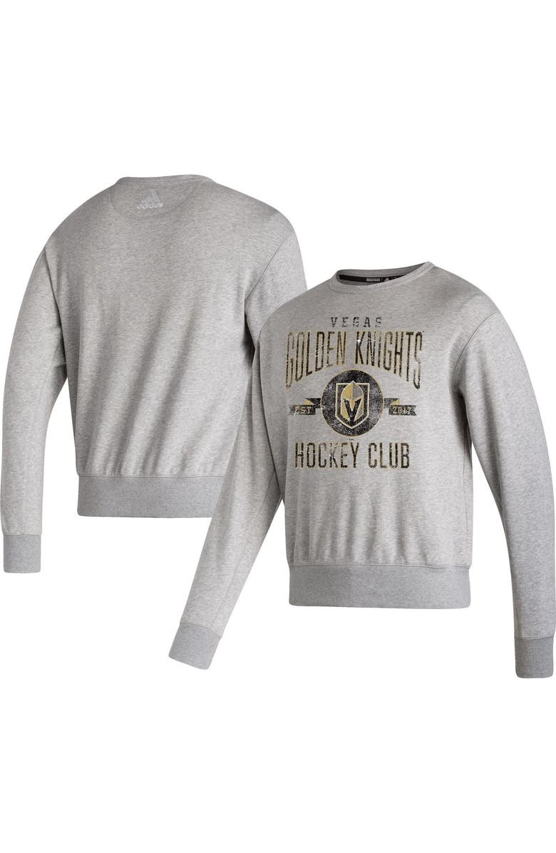 adidas Men's adidas Heathered Gray Vegas Golden Knights Vintage Pullover Sweatshirt, Main, color,
