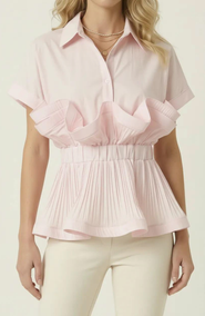 Modenaire Ruffle Peplum Blouse