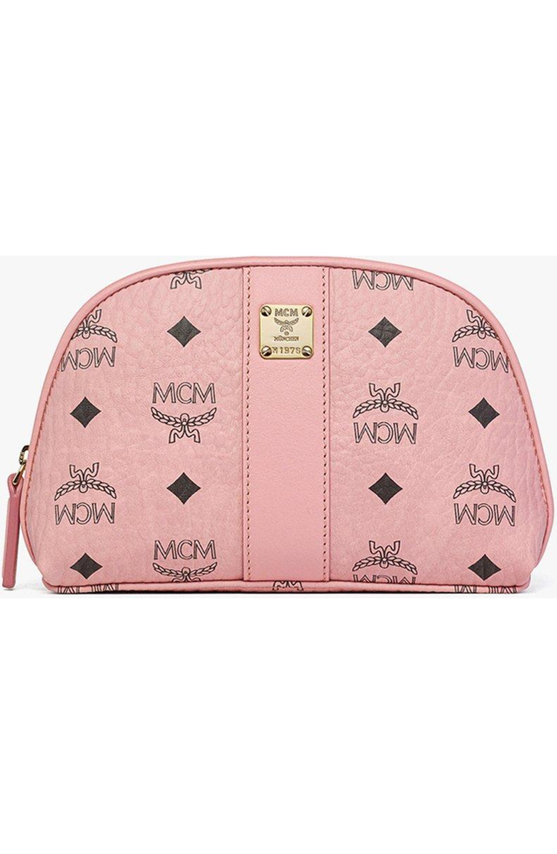 MCM Aren Cosmetic Pouch in Visetos, Main, color, Pink