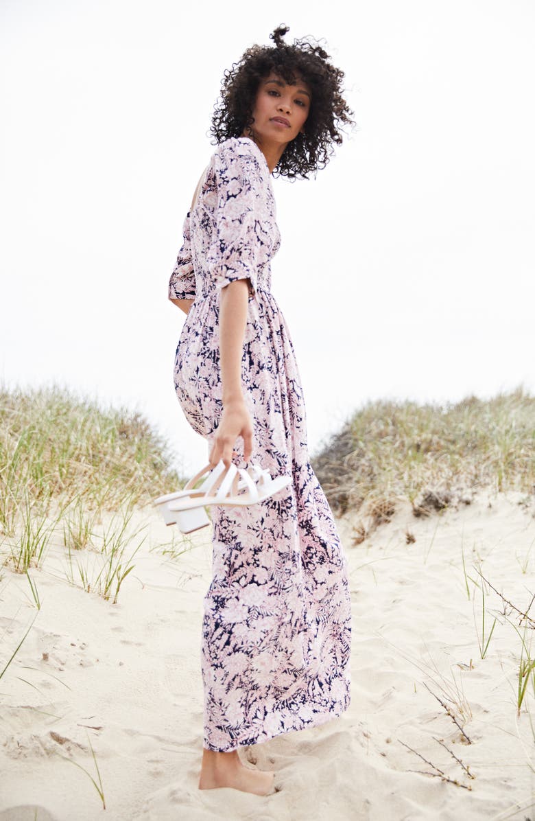 Something Navy Smocked Maxi Dress, Alternate, color, 