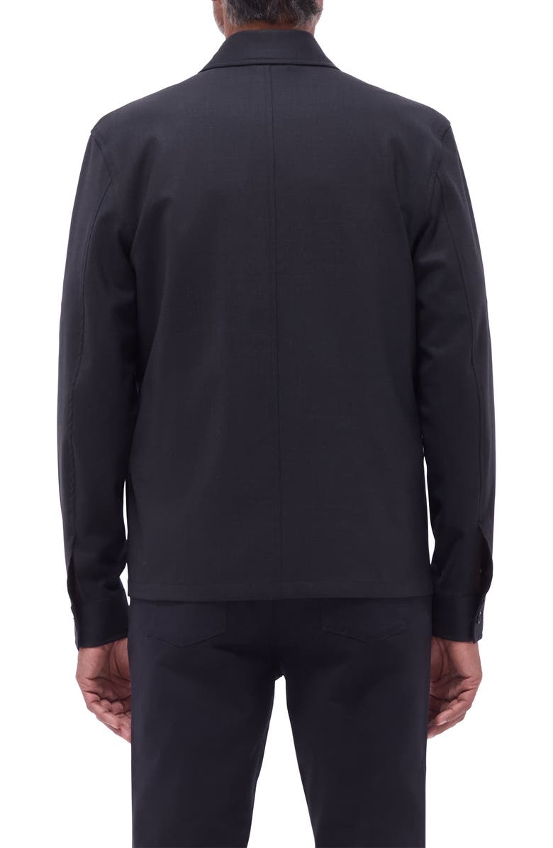 Bugatchi Stretch Wool Zip Shirt Jacket, Alternate, color, Black