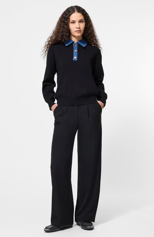 French Connection Contrast Collar Sweater In Black