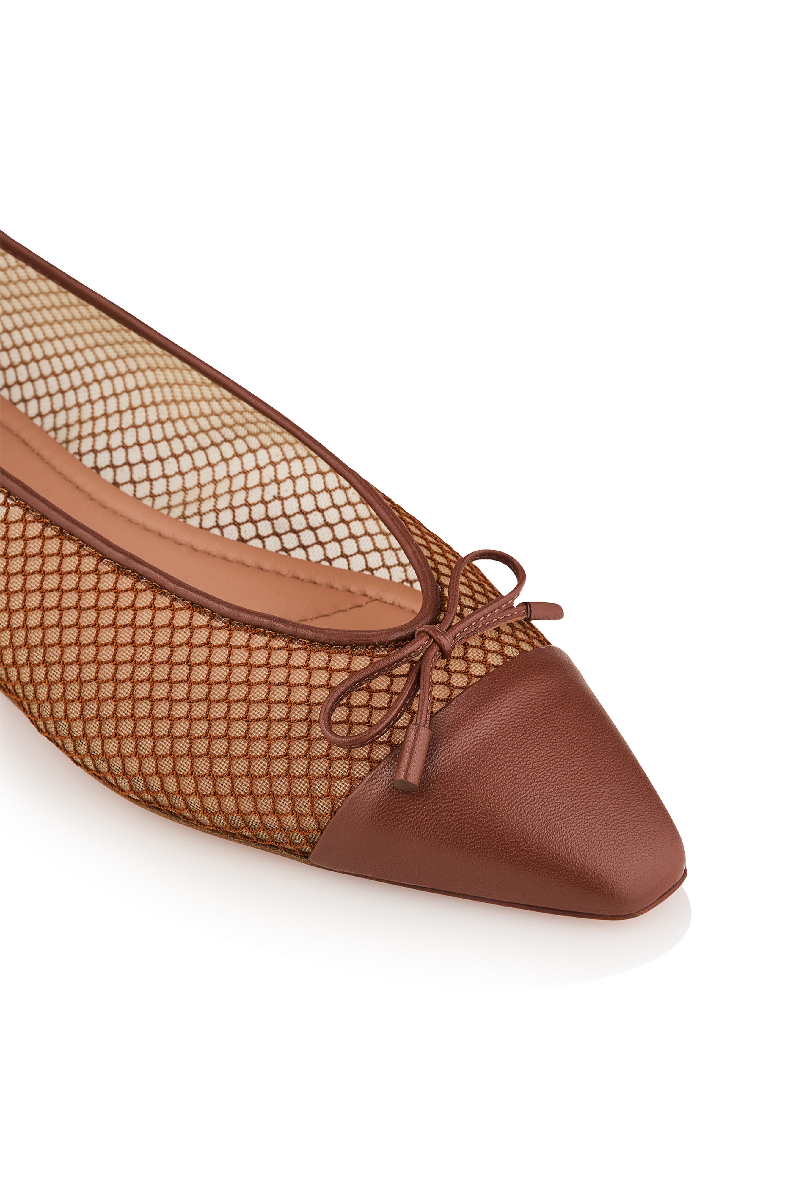 Aquazzura Gioia Cap Toe Ballet Flat, Alternate, color, Tobacco/ Rich Cognac