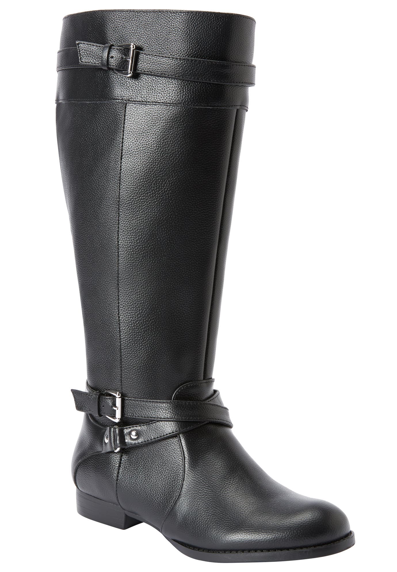 Comfortview The Janis Wide Calf Leather Boot, Main, color, Black