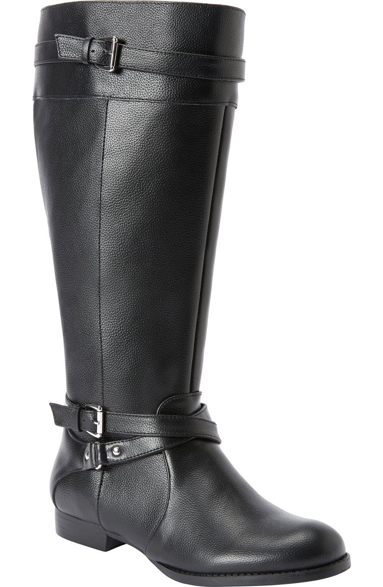 Comfortview The Janis Wide Calf Leather Boot, Main, color, Black