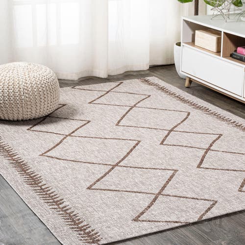 Jonathan Y Derya Diamond Trellis Indoor/outdoor Area Rug In Beige/brown