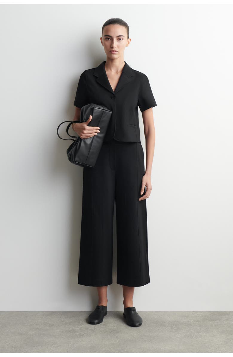 COS Twill-jersey Straight-leg Culottes, Main, color, Black