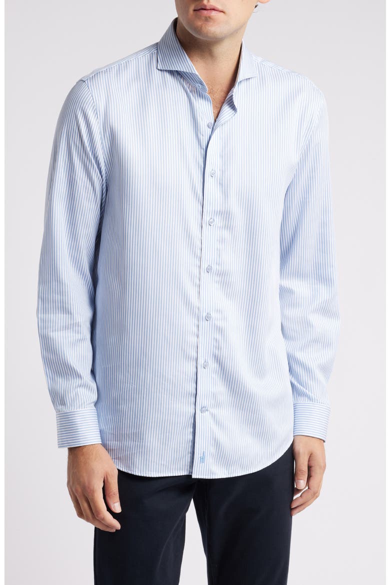 Stripe Button-Up Shirt, Main, color, LAGUNA BLUE
