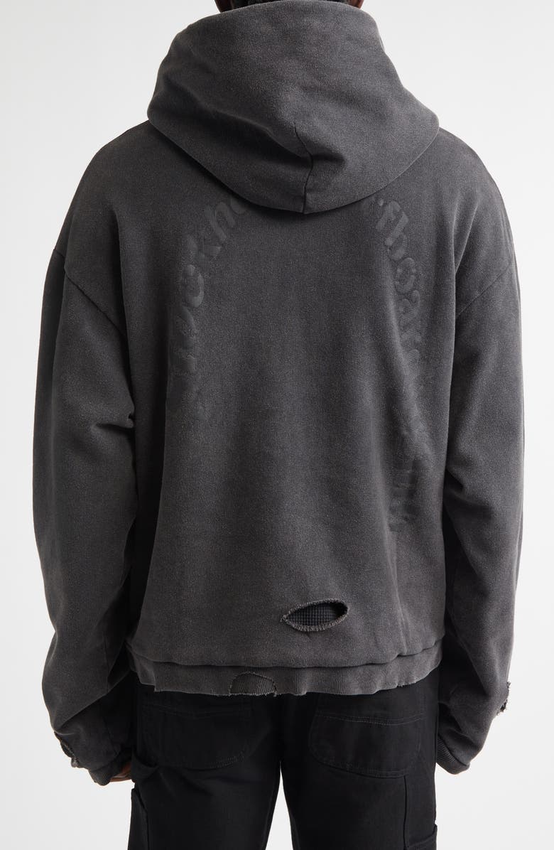 STOCKHOLM SURFBOARD CLUB Ulf Distressed Back Logo Graphic Hoodie, Alternate, color, Mountain Grey