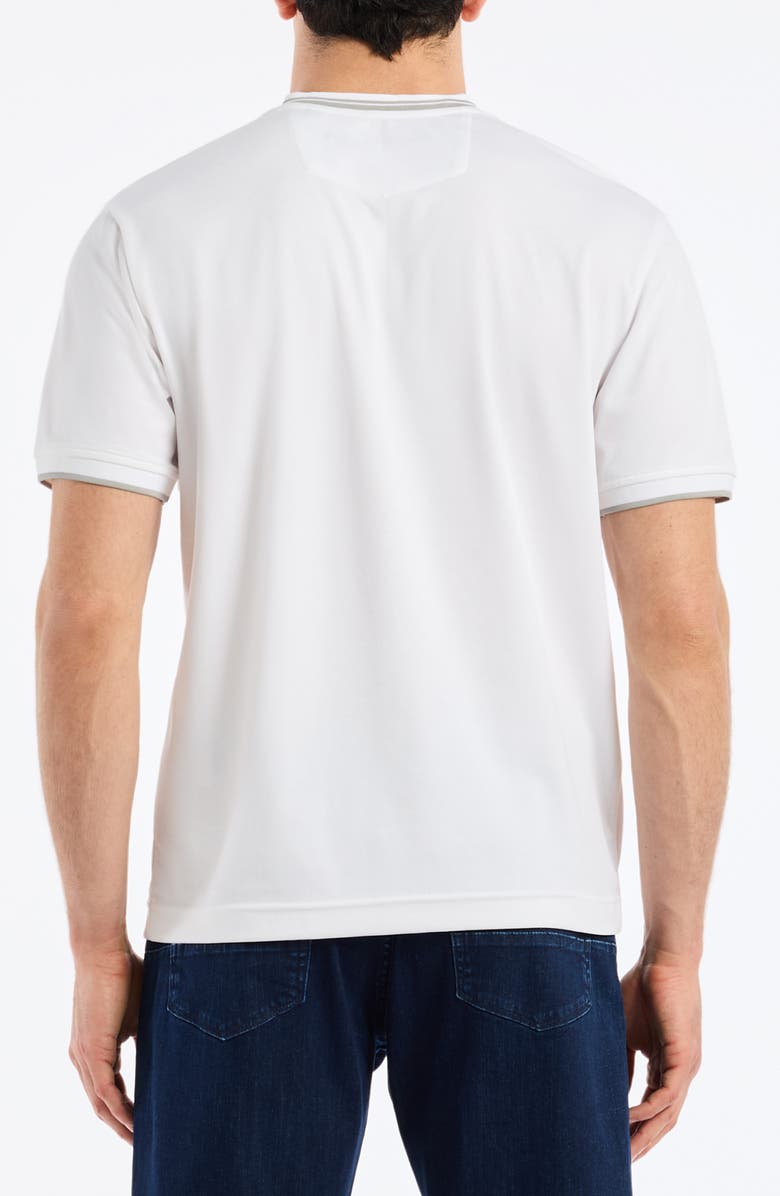 Robert Graham Holton V-Neck Cotton Blend Piqué T-Shirt, Alternate, color, White