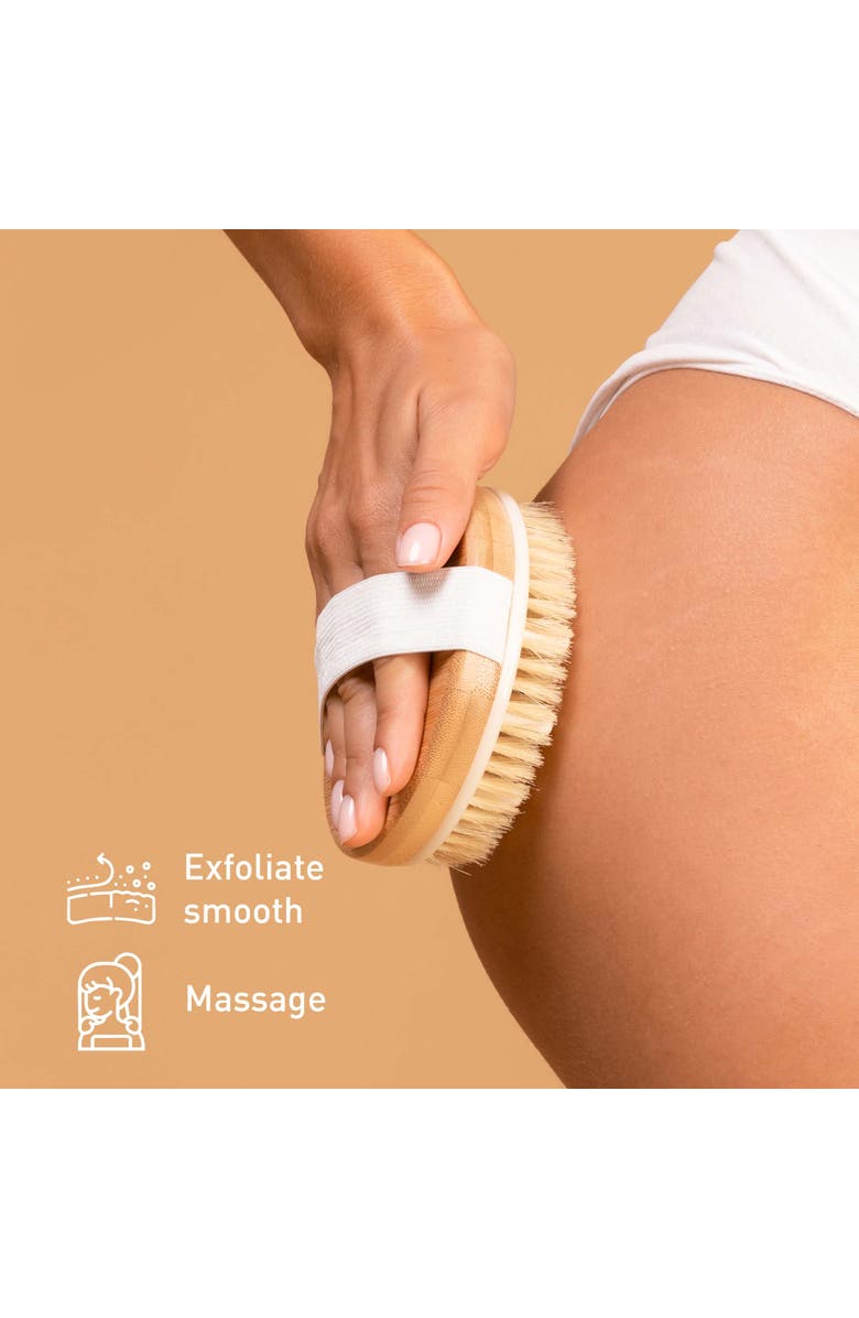 PURSONIC Bath Brush and Rubber Massager with Lotus wooden handle, Alternate, color, Ivory