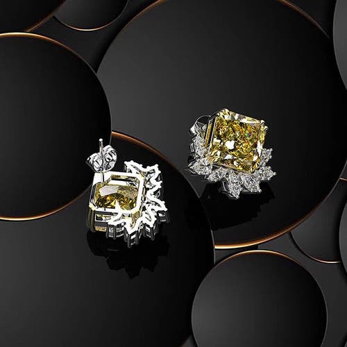 Gemma Azzurro Radiant Canary Stud Earrings In Gold