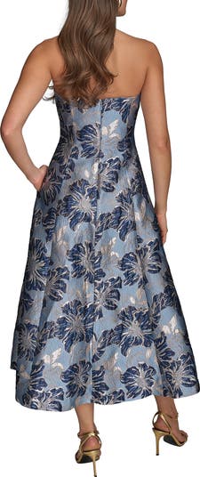 Floral Strapless Fit & Flare Midi Cocktail Dress