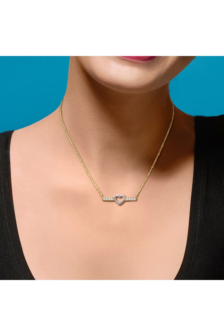 White Topaz Heart Bar Necklace 10k, Alternate, color, 10k Gold