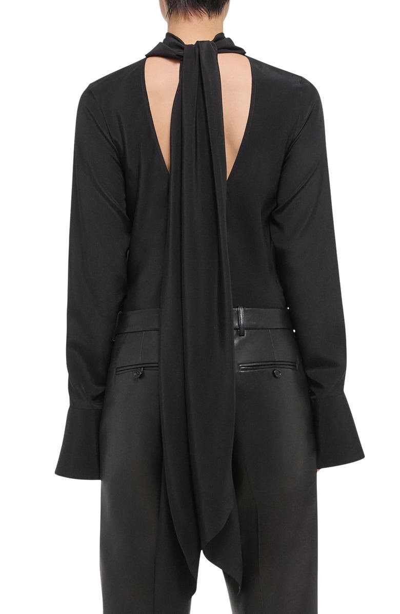 Silk Long Sleeve Top with Scarf