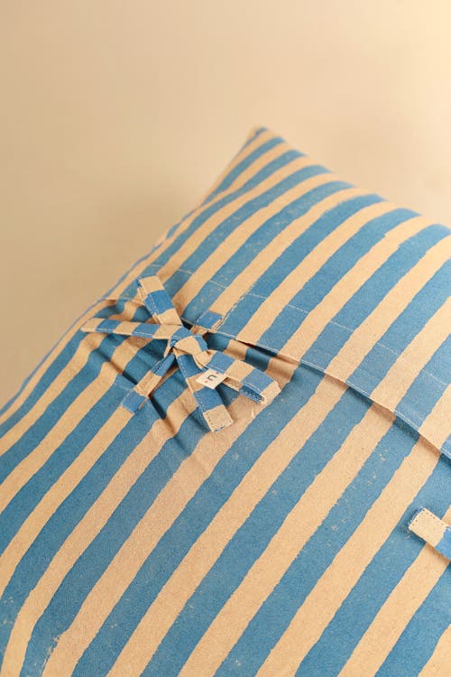 Ninéh Oh! Stripes Block Print Pillow In Blue