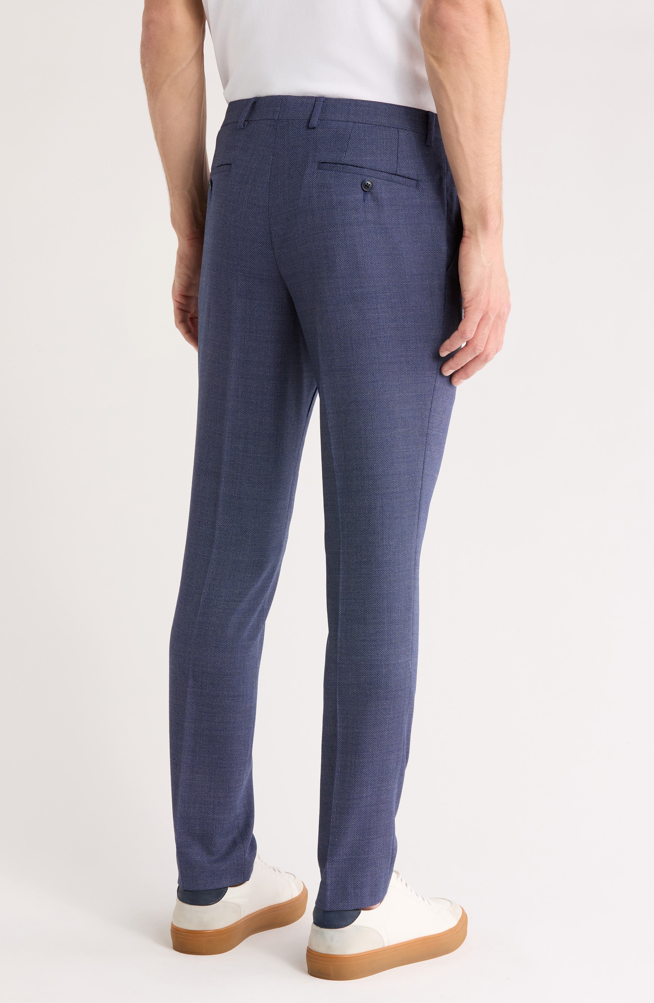 Navy Birdseye Stretch Suit Pants - image 2