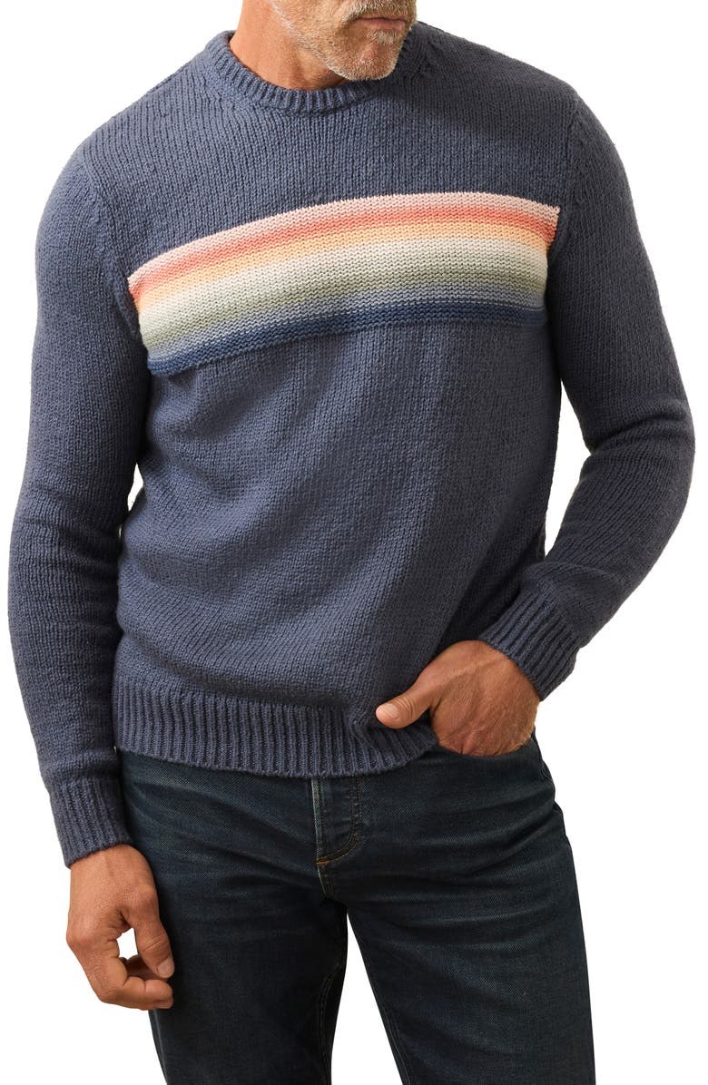 Faherty Heirloom Stripe Organic Cotton Crewneck Sweater, Main, color, Navy Lake Torch Stripe
