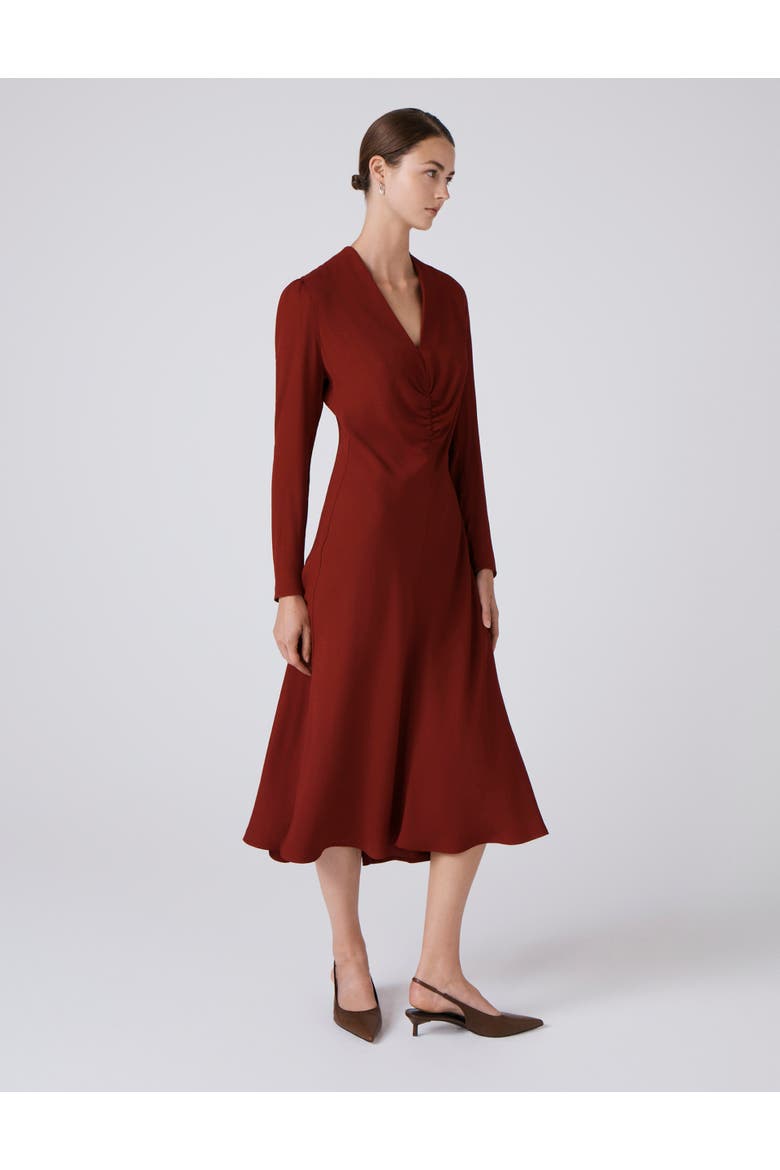Cecelia Crepe V Neck Midi Dress, Alternate, color, Berry