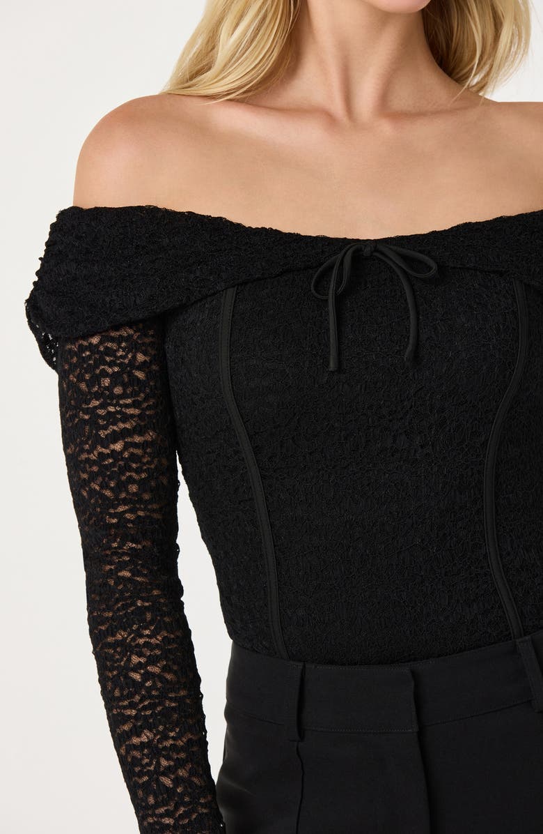 ASTR the Label Off the Shoulder Lace Top, Alternate, color, Black