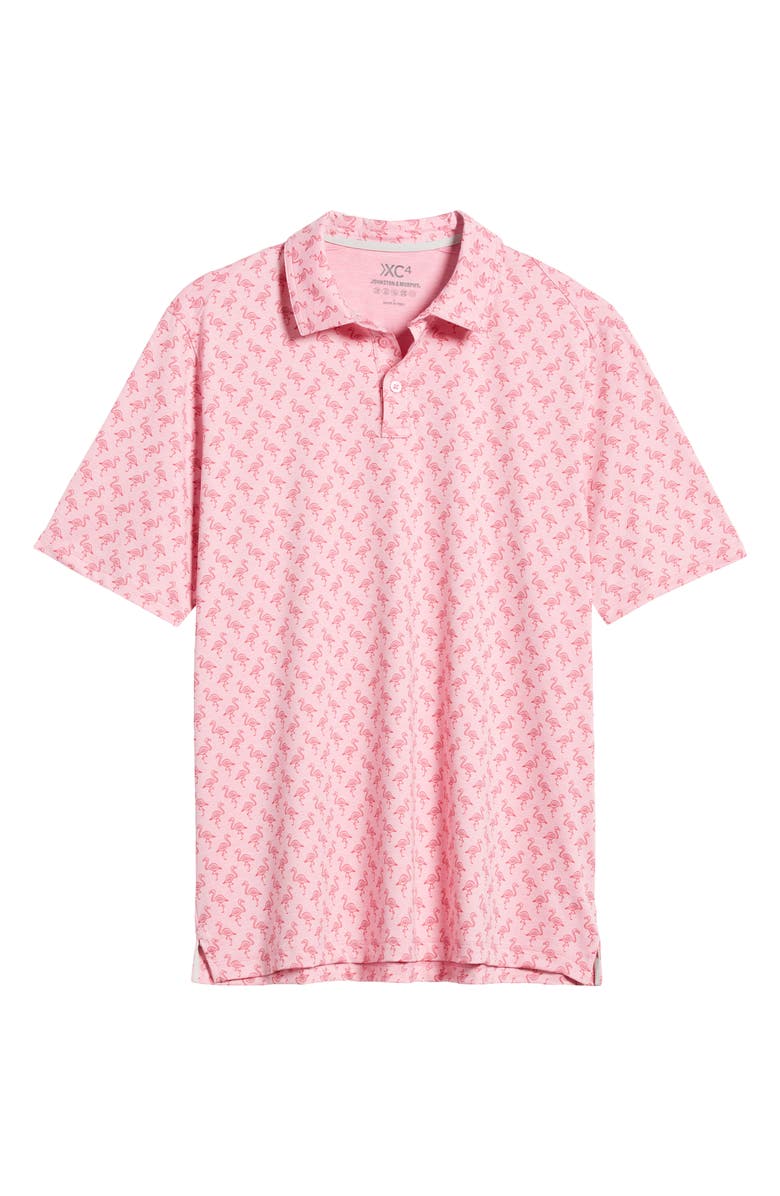 Johnston & Murphy XC4<sup>®</sup> Flamingo Print Performance Golf Polo, Alternate, color, 