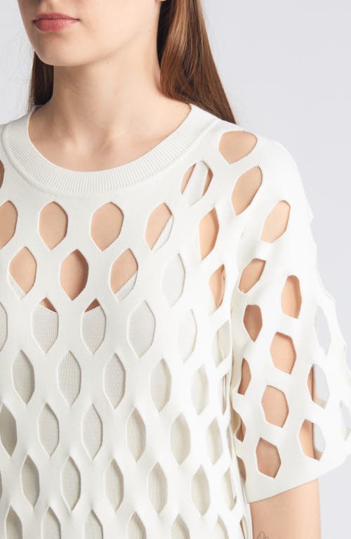 Hugo Boss Open-structured Dress With Inner Slip And Short Sleeves In Soft Cream