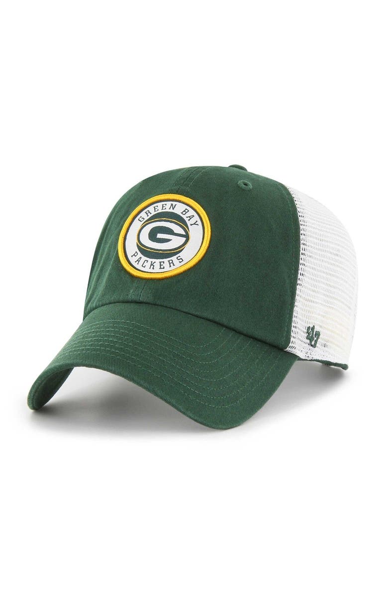 '47 Men's '47 Green/White Green Bay Packers Highline Clean Up Trucker Snapback Hat, Main, color, 