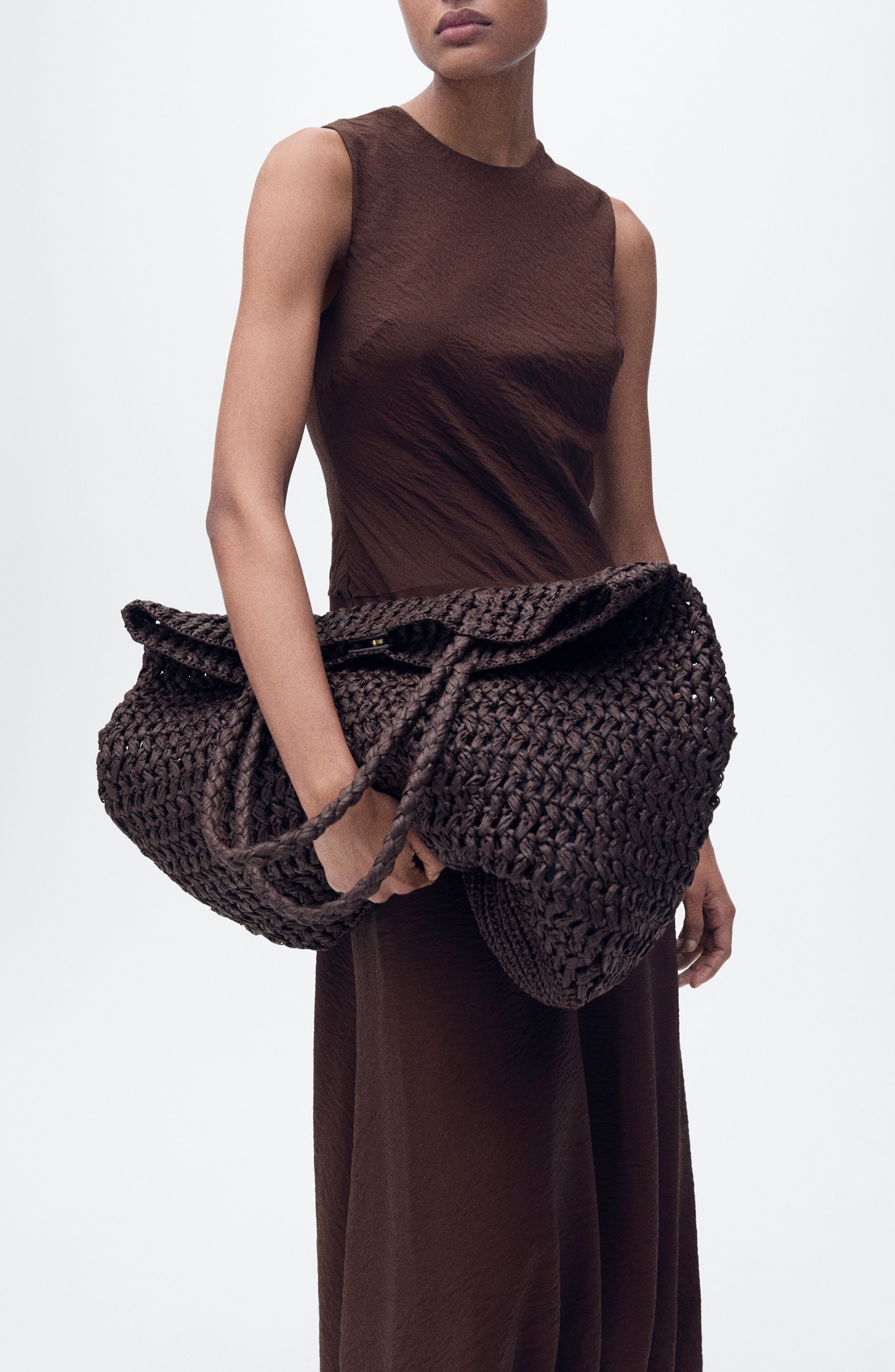 MANGO Maxi Natural Fiber Tote, Alternate, color, 