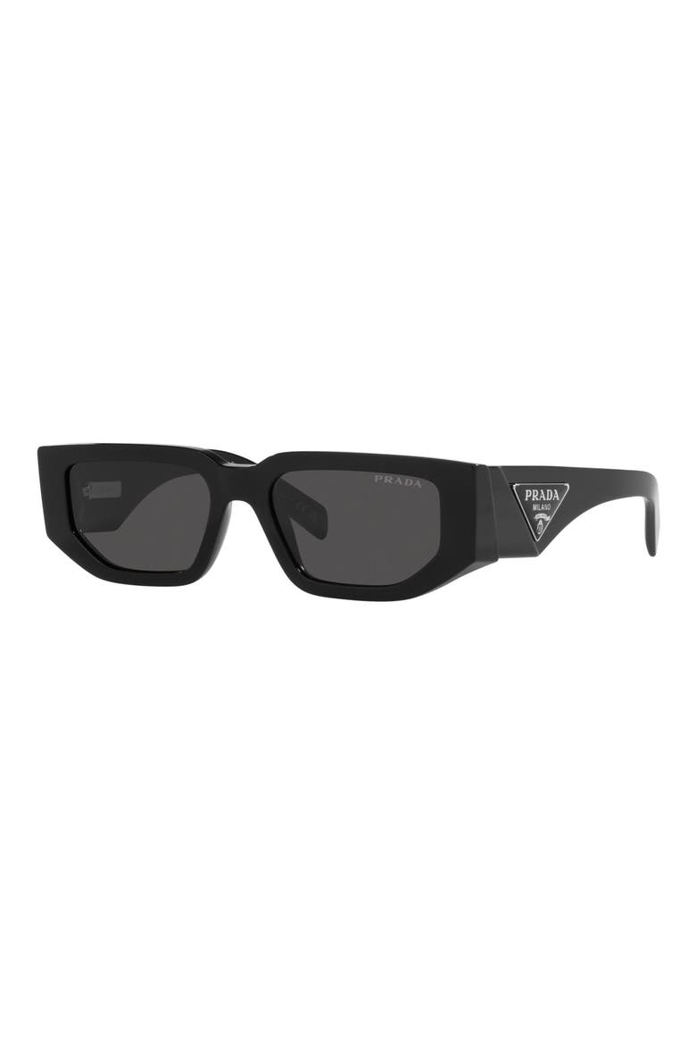 55mm Rectangular Sunglasses, Alternate, color, BLACK