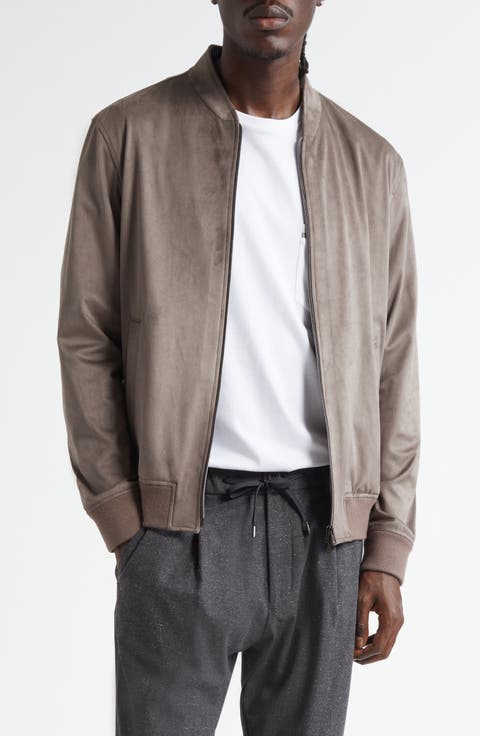Faux Suede Bomber Jacket